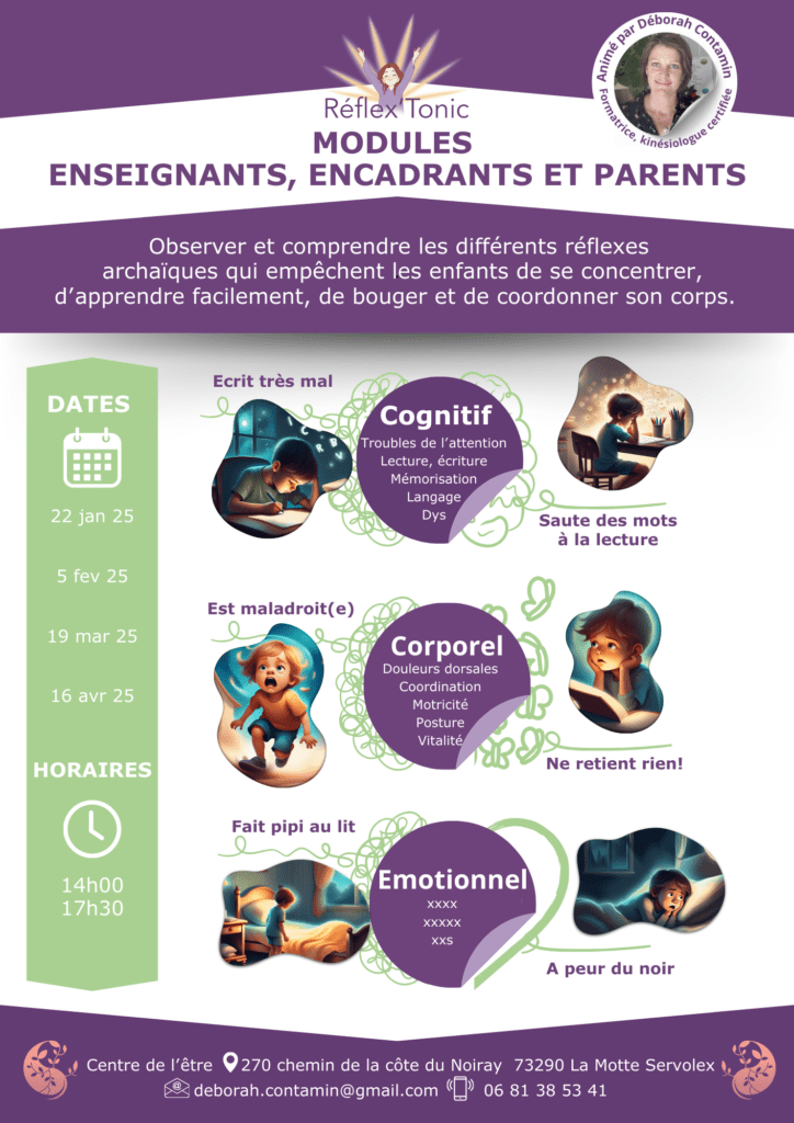 Flyer Réflexes Archaïques Outils Apprentissage Milieu Scolaire Corps Enseignant
